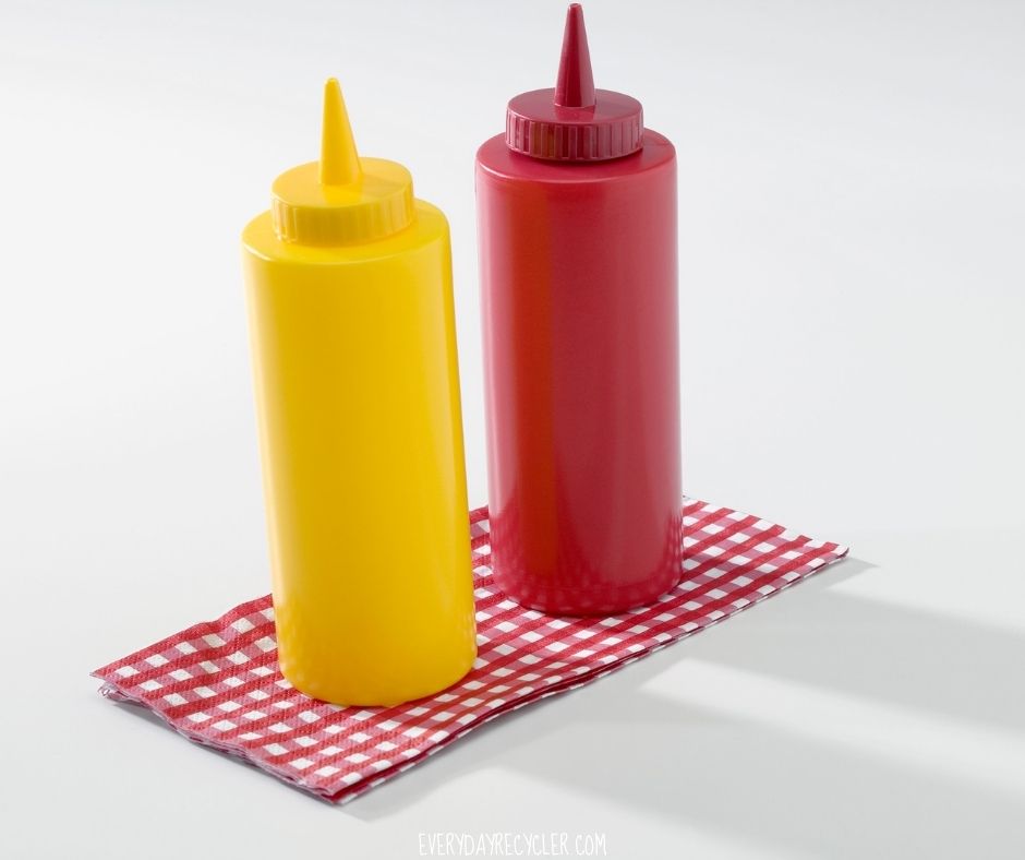 Condiment bottles made from Plastic No 4.