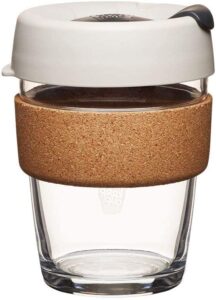 Reusable glass coffee cup