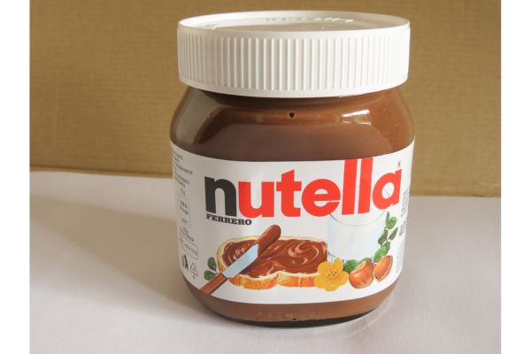 plastic nutella jar with label or sticker on it